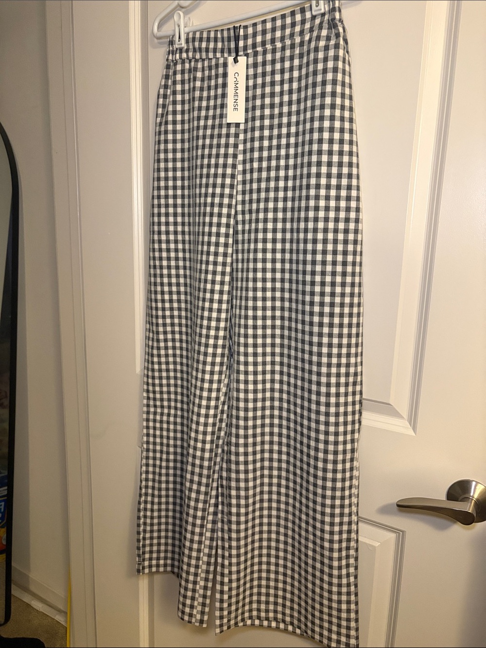 Commense Black and White Gingham Wide-Leg Pants - Picture 3 of 9